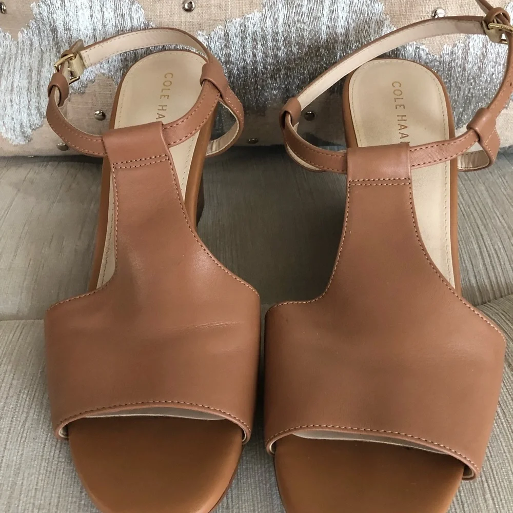 Cole Haan wedge leather sandals- size 7 1/2